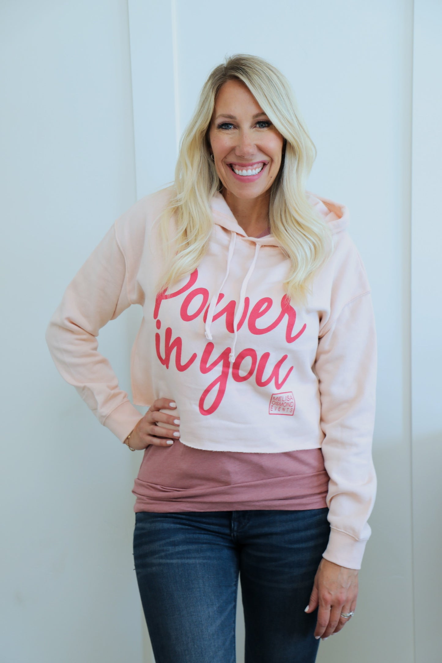 Amazing Power in You Pink Cropped Hoodie